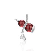 Cubic Zirconia Micro Pave Brass Pendant, with Garnet, Calabash, platinum plated, DIY & micro pave cubic zirconia 