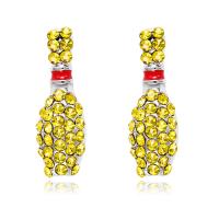 Zinc alliage strass Stud Earring, alliage de zinc, Bowling, Placage, normes différentes pour le choix & pour femme & avec strass, 19.8mm, Vendu par paire