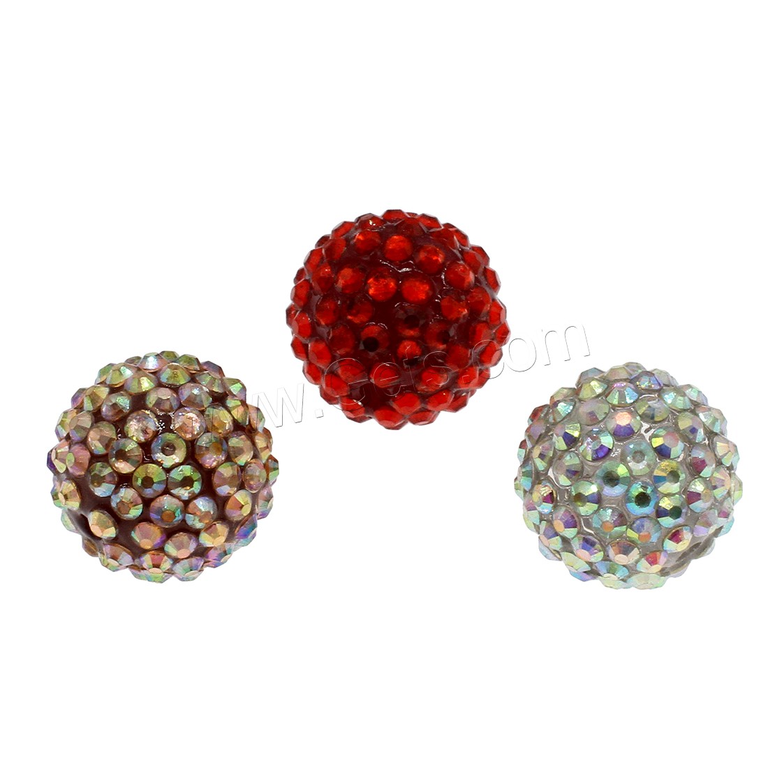 Acrylic Jewelry Beads, Round, different size for choice & with rhinestone, more colors for choice, Hole:Approx 2mm, Sold By Bag