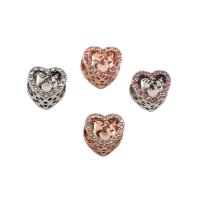 grano Europeo de aleación Zinc con diamante, aleación de zinc, Corazón, chapado, con diamantes de imitación, más colores para la opción, 12x11x9mm, agujero:aproximado 5mm, 30PCs/Bolsa, Vendido por Bolsa