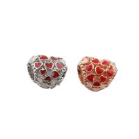 Enamel Zinc Alloy European Beads, Heart, plated Approx 5mm 