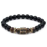 Black Diamond Bracelet, with Tiger Eye, fashion jewelry & Unisex 18.5-19.5cm 