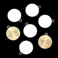 Zinc Alloy Flat Round Pendants, gold color plated, enamel, 28*24mm 