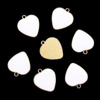 Colgantes de Aleación de Zinc en Forma de Corazón, Corazón Aplanada, chapado en color dorado, esmalte, 26*23mm, 10PCs/Bolsa, Vendido por Bolsa