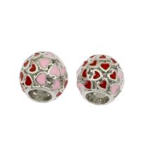 Émail Zinc Alloy European Beads, alliage de zinc, Rond, Placage de couleur argentée, émail Environ 5mm Vendu par sac