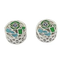 Émail Zinc Alloy European Beads, alliage de zinc, Placage de couleur argentée, émail Environ 5mm Vendu par sac