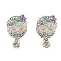 Enamel Zinc Alloy European Beads, silver color plated Approx 5mm 