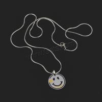 Collier en acier inoxydable Pull, acier inoxydable 316L, Visage de sourire, Placage, avec le motif de lettre & pour femme, couleur métallique plaquée Environ 25.6 pouce, Vendu par brin