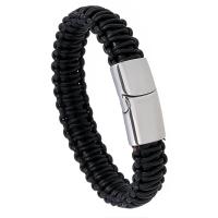 Faux cuir bracelet, avec acier inoxydable, Placage, bijoux de mode & unisexe, plus de couleurs à choisir, 14mm Environ 8.66 pouce, Vendu par brin