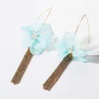 Zinc Alloy Tassel Earring, with Resin, plated, fashion jewelry & for woman & with rhinestone 