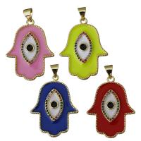 laiton Pendentif, Mal Hamsa yeux, Placage de couleur d'or, pavé de micro zircon & émail, plus de couleurs à choisir Environ Vendu par PC