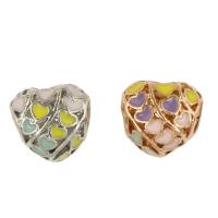 Enamel Zinc Alloy European Beads, Heart, plated Approx 5mm 