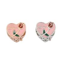 Enamel Zinc Alloy European Beads, Heart, plated Approx 5mm 