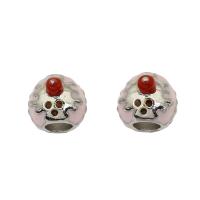 Enamel Zinc Alloy European Beads, silver color plated Approx 4.5mm 