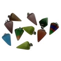 Gemstone Pendantifs en laiton, pierre gemme, avec laiton, Placage de couleur platine, envoyé au hasard, 24.7*14mm Environ 2.3mm Vendu par sac