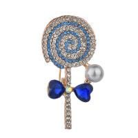 Broche de diamantes de imitación de la aleación de Zinc, con Perlas de plástico ABS, chupeta, chapado en color rosa dorada, para mujer & con diamantes de imitación, más colores para la opción, 47mm, Vendido por UD