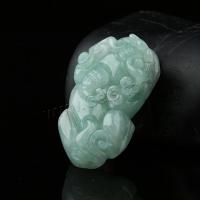 Jadeite Pendant, Mythical Wild Animal, Carved, polished, green 