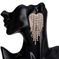 Rhinestone Tassel Earring, with Zinc Alloy, plated, fashion jewelry & for woman 