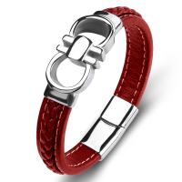 PU Leather Cord Bracelets, Titanium Steel, Unisex, 12mmx6mm 