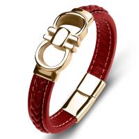 PU Leather Cord Bracelets, Titanium Steel, with PU Leather, Unisex 