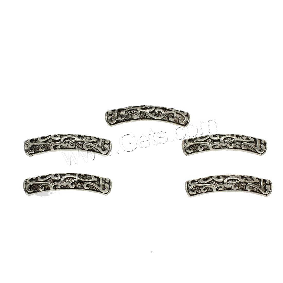 aleación de zinc abalorios de tubo curvado, chapado, más colores para la opción, 8.5x40x4.5mm, agujero:aproximado 1.4mm, aproximado 222PCs/KG, Vendido por KG