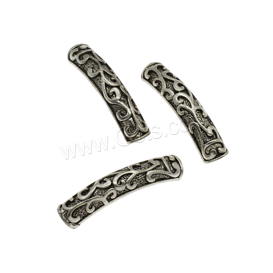 aleación de zinc abalorios de tubo curvado, chapado, más colores para la opción, 8.5x40x4.5mm, agujero:aproximado 1.4mm, aproximado 222PCs/KG, Vendido por KG