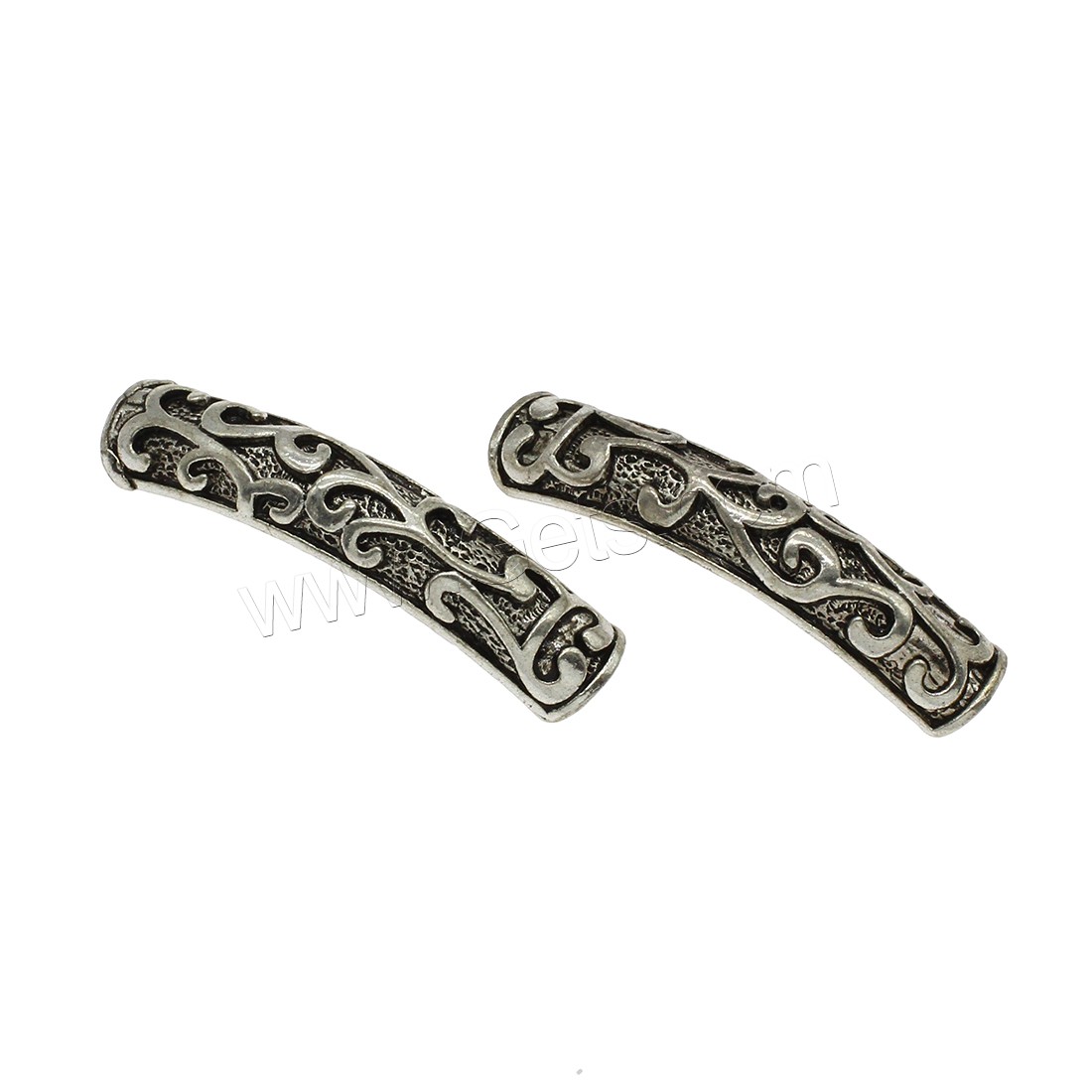 aleación de zinc abalorios de tubo curvado, chapado, más colores para la opción, 8.5x40x4.5mm, agujero:aproximado 1.4mm, aproximado 222PCs/KG, Vendido por KG