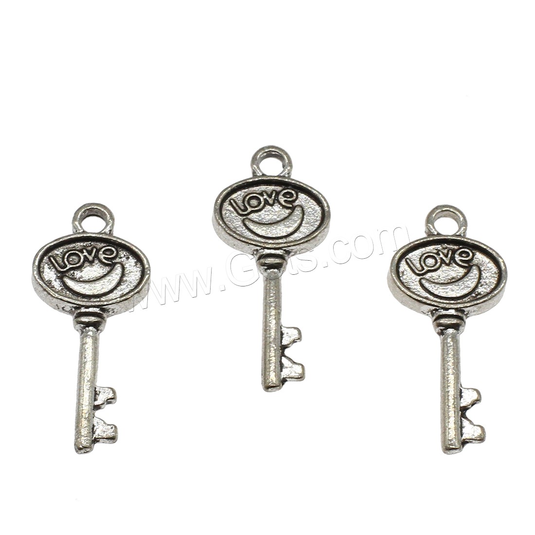 Pendentifs clé en alliage de zinc, Placage, plus de couleurs à choisir, 12x29x3mm, Trou:Environ 2.3mm, Environ 526PC/kg, Vendu par kg