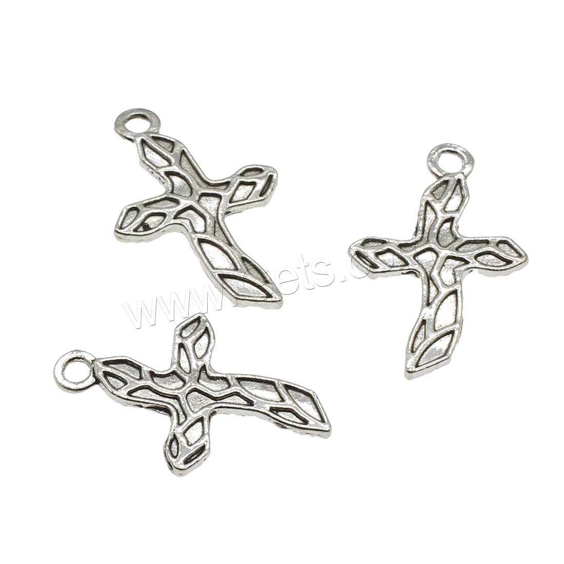 Pendentifs croix en alliage de zinc  , Placage, plus de couleurs à choisir, 17.5x27x2mm, Trou:Environ 2mm, Environ 666PC/kg, Vendu par kg