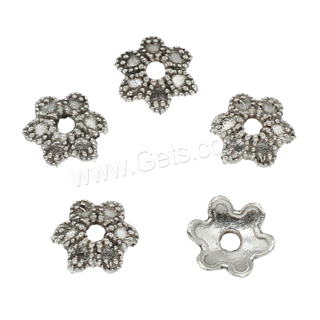 Zink Legierung Perlenkappen, Zinklegierung, Blume, plattiert, keine, 9x2mm, Bohrung:ca. 1.8mm, ca. 5000PCs/kg, verkauft von kg