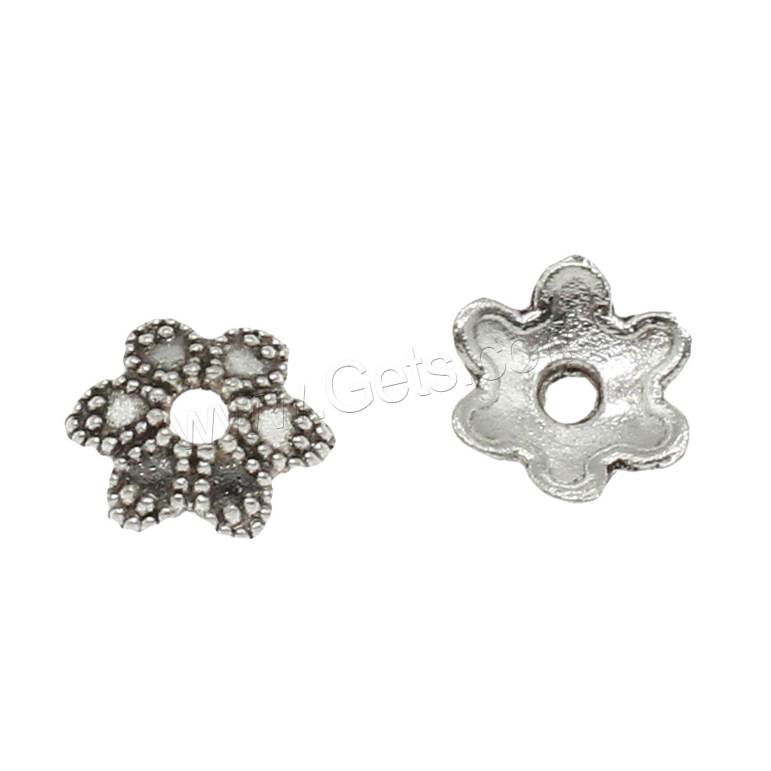 Zink Legierung Perlenkappen, Zinklegierung, Blume, plattiert, keine, 9x2mm, Bohrung:ca. 1.8mm, ca. 5000PCs/kg, verkauft von kg