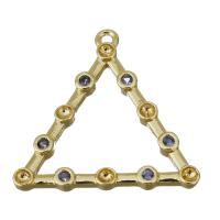 Colgante de Micro Pavé de Zirconía Cúbica, metal, Triángulo, chapado en color dorado, Joyería & micro arcilla de zirconia cúbica, 18.5x18x2mm, agujero:aproximado 1.5mm, Vendido por UD