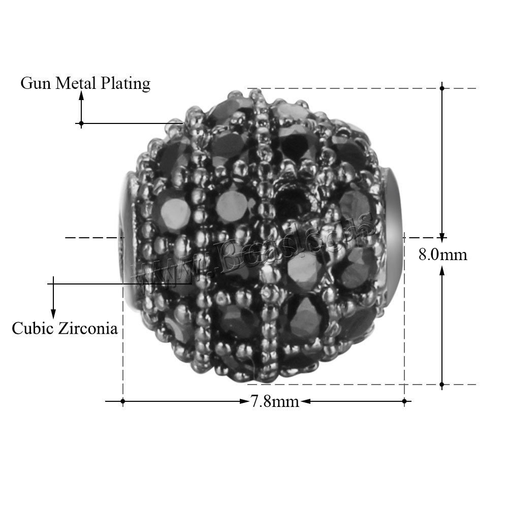 Zirkonia Micro pflastern Korn, Messing, rund, plattiert, verschiedene Größen vorhanden & Micro pave Zirkonia, keine, verkauft von PC