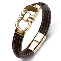 PU Leather Cord Bracelets, Stainless Steel, with PU Leather, Unisex 