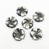 Varios componentes de cáscara, Negro+Lip+Shell, Flor, Tallado, 15x15mm, agujero:aproximado 1mm, 10PCs/Bolsa, Vendido por Bolsa