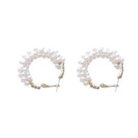 Zinc Alloy Leverback Earring, with Clear Quartz & Rose Quartz & Plastic Pearl, plated & for woman 