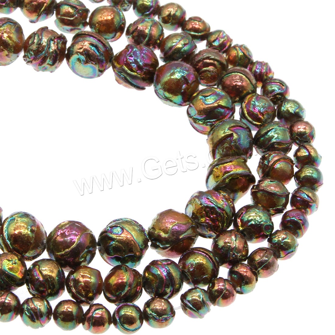 Marine Fossil Beads, colorful plated, different size for choice, Hole:Approx 1mm, Length:Approx 14.9 Inch, Sold By Strand