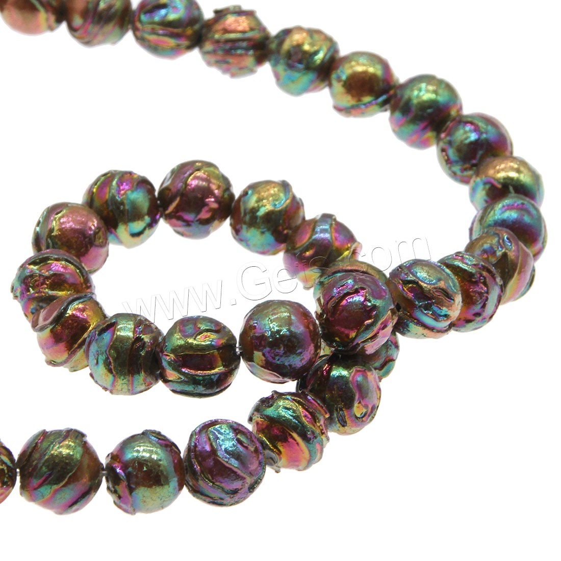 Marine Fossil Beads, colorful plated, different size for choice, Hole:Approx 1mm, Length:Approx 14.9 Inch, Sold By Strand