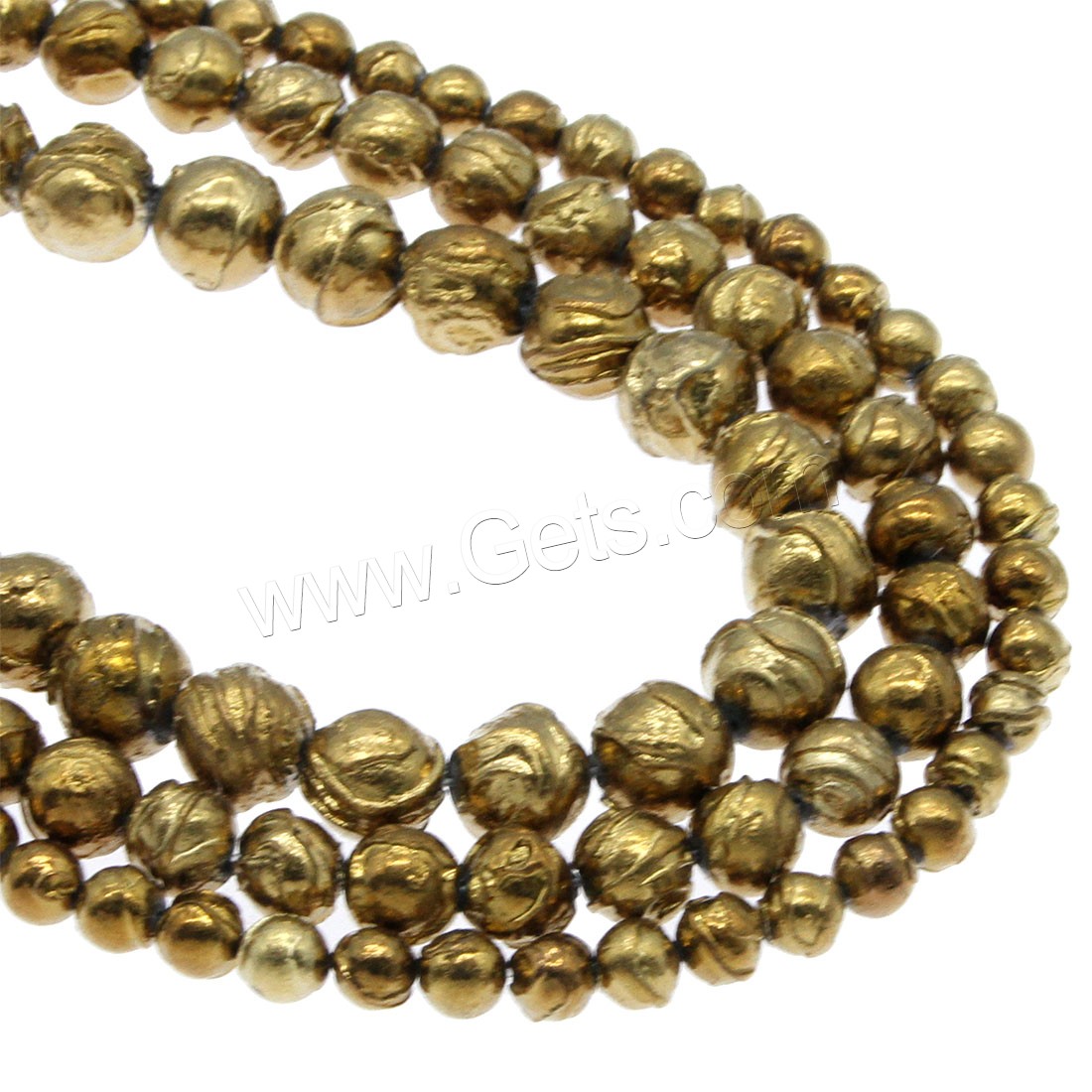 Marine Fossil Beads, gold color plated, different size for choice, Hole:Approx 1mm, Length:Approx 14.9 Inch, Sold By Strand