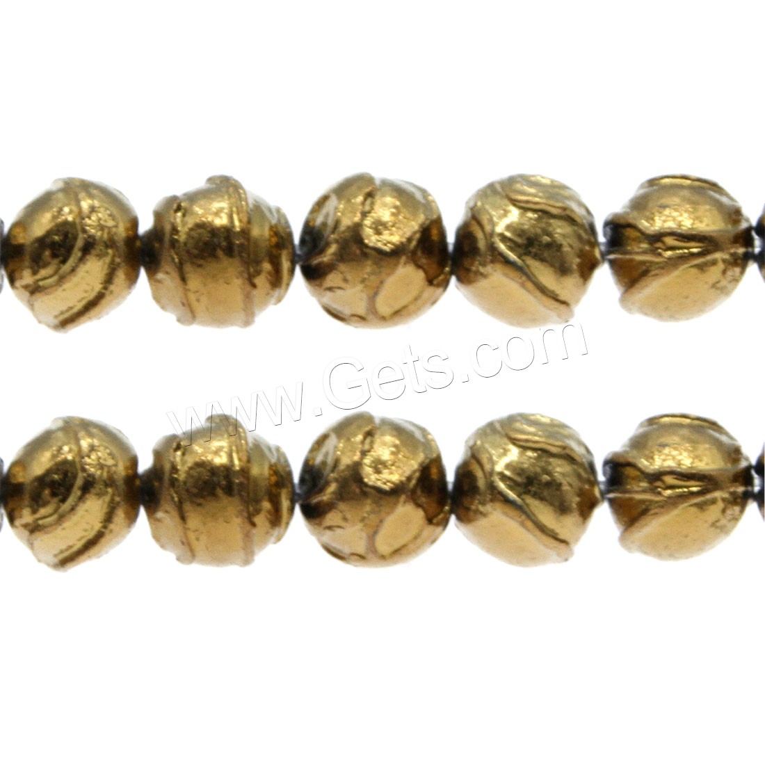 Marine Fossil Beads, gold color plated, different size for choice, Hole:Approx 1mm, Length:Approx 14.9 Inch, Sold By Strand