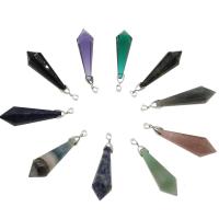 Gemstone Pendantifs en laiton, pierre gemme, avec laiton, Placage de couleur platine, différents matériaux pour le choix & facettes, 62*17mm Environ 1.5mm, Vendu par PC