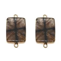 Staurolite (Staurolite) connecteur, avec laiton, rectangle, Placage de couleur d'or, boucle de 1/1, brun Environ 2mm, Vendu par PC