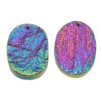 Natürliche Achat Anhänger Druzy, Eisquarz Achat, bunte Farbe plattiert, 54x51x8mm, Bohrung:ca. 1.5mm, verkauft von PC