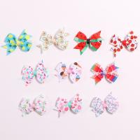 Polyester Alligator Hair Clip, with Zinc Alloy, Bowknot, printing, Girl 