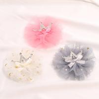 Children Hair Clip, Gauze, with Non-woven Fabrics & Zinc Alloy, Girl & with rhinestone 