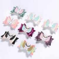 glitter leather Alligator Hair Clip, with Sequins & Non-woven Fabrics & Zinc Alloy, Bowknot, Girl & fashion jewelry 