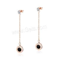 Edelstahl Tropfen Ohrring, plattiert, Modeschmuck & für Frau & mit Strass, Roségold, 55x10mm, verkauft von Paar