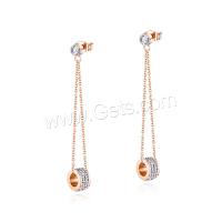 Edelstahl Tropfen Ohrring, plattiert, Modeschmuck & für Frau & mit Strass, Roségold, 60mmuff0c6mmx11mm, verkauft von Paar