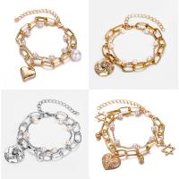 Moda pulseras de la aleación de Zinc, con Perlas plásticas, chapado, Joyería & diferentes estilos para la opción & para mujer, Vendido por Sarta