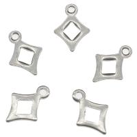 Edelstahl Anhänger, Rhombus, hohl, originale Farbe, 14x9x1mm, Bohrung:ca. 2mm, 1000PCs/Tasche, verkauft von Tasche